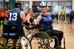MELBOURNE, AUSTRALIA - NOVEMBER 02: during the 2023 Toyota AFL Wheelchair National Championships at the State Netball and Hockey Centre on November 02, 2023 in Melbourne, Australia. (Photo by Josh Chadwick)