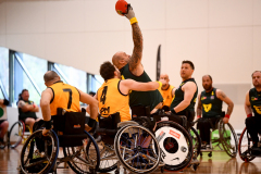 MELBOURNE, AUSTRALIA - NOVEMBER 02: during the 2023 Toyota AFL Wheelchair National Championships at the State Netball and Hockey Centre on November 02, 2023 in Melbourne, Australia. (Photo by Josh Chadwick)