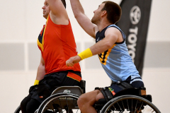 MELBOURNE, AUSTRALIA - NOVEMBER 02: during the 2023 Toyota AFL Wheelchair National Championships at the State Netball and Hockey Centre on November 02, 2023 in Melbourne, Australia. (Photo by Josh Chadwick)