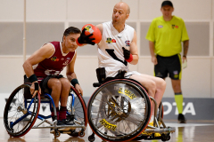MELBOURNE, AUSTRALIA - NOVEMBER 03: during the 2023 Toyota AFL Wheelchair National Championships at the State Netball and Hockey Centre on November 03, 2023 in Melbourne, Australia. (Photo by Josh Chadwick)